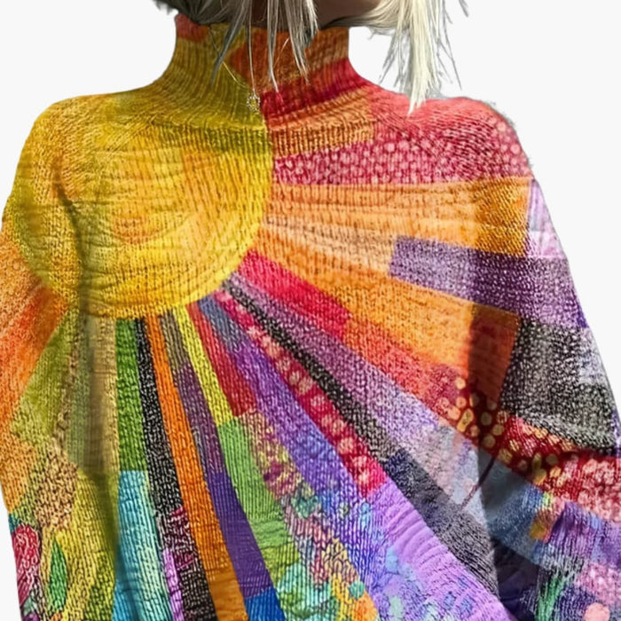 Dame strik turtleneck med lange ærmer