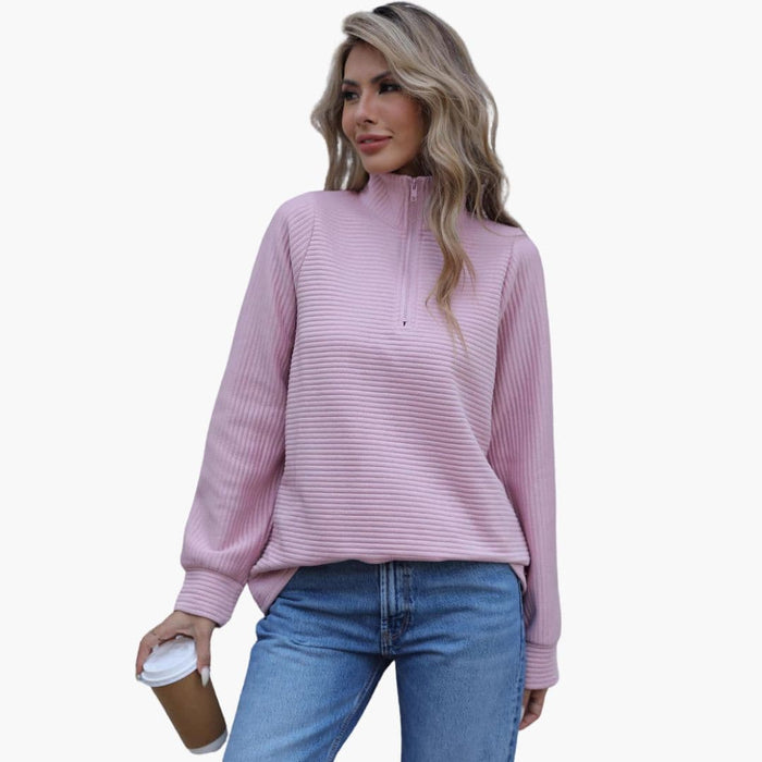 Maglione da donna con mezza cerniera e maniche ampie