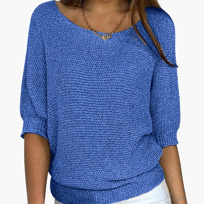 Pull en maille pour femme avec col rond et bord côtelé