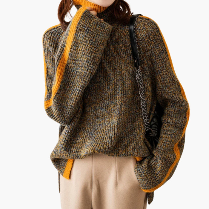 Pull en maille pour femme avec col montant et manches larges