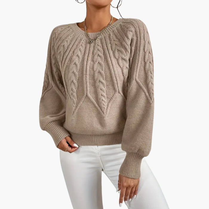 Jersey de punto para mujer con mangas abullonadas