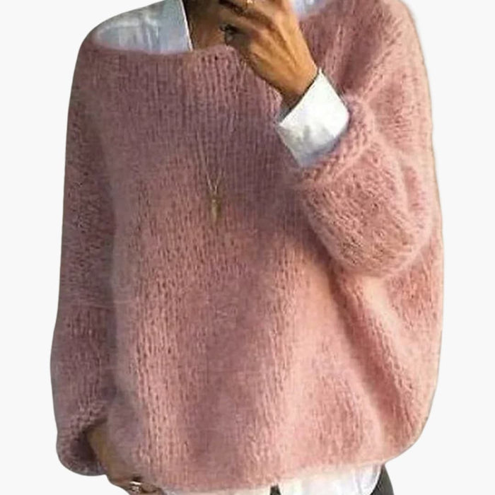 Oversize-Damenstrickpullover mit strukturierter Oberfläche