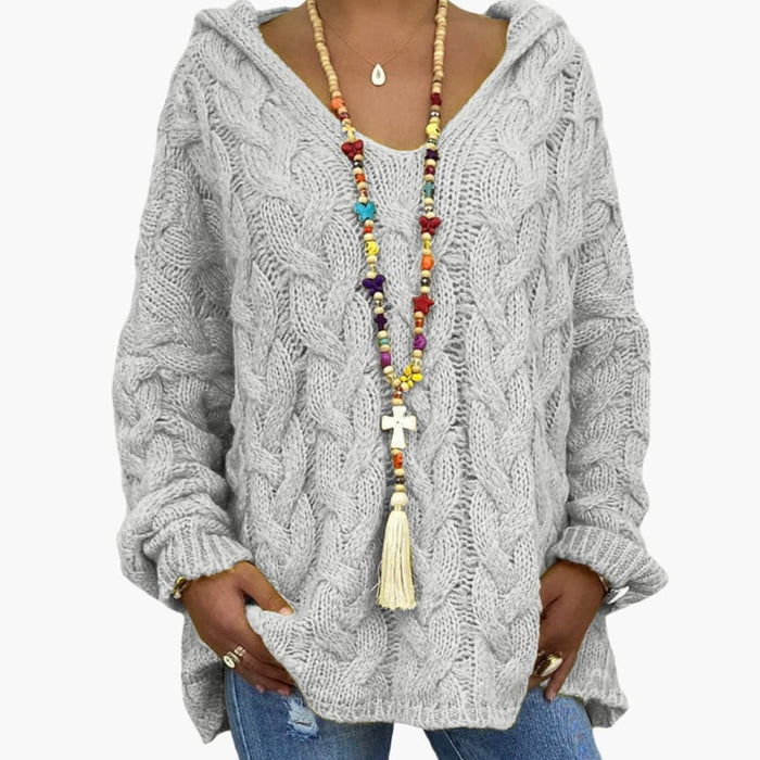 Pull en maille pour femme avec col en V et coupe décontractée