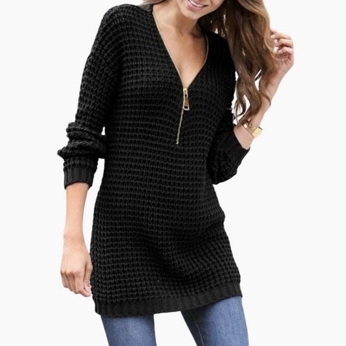 Maglione da donna con scollo a V e lavorazione strutturata