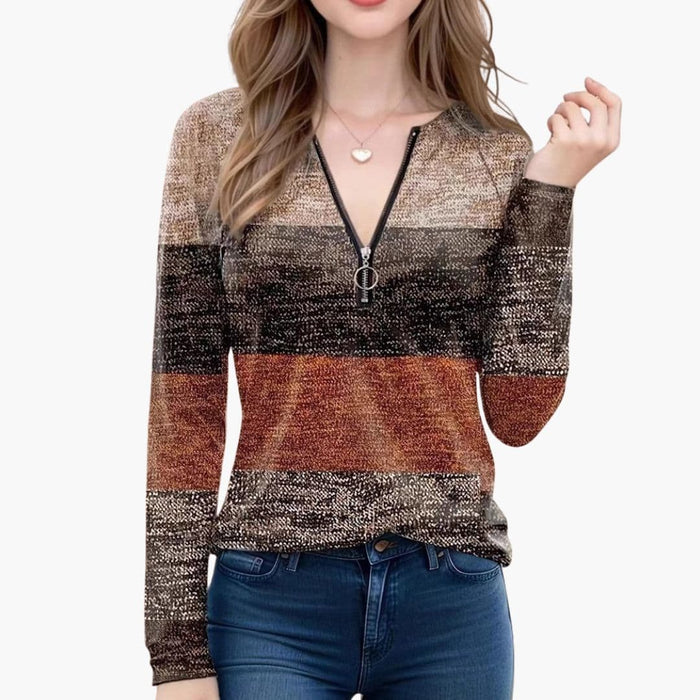 Maglione da donna lavorato a maglia con cerniera e superficie strutturata