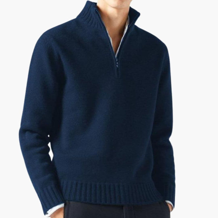 Maglione da uomo con mezza cerniera e colletto