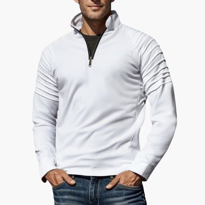 Pull pour homme avec demi-zip et manches texturées