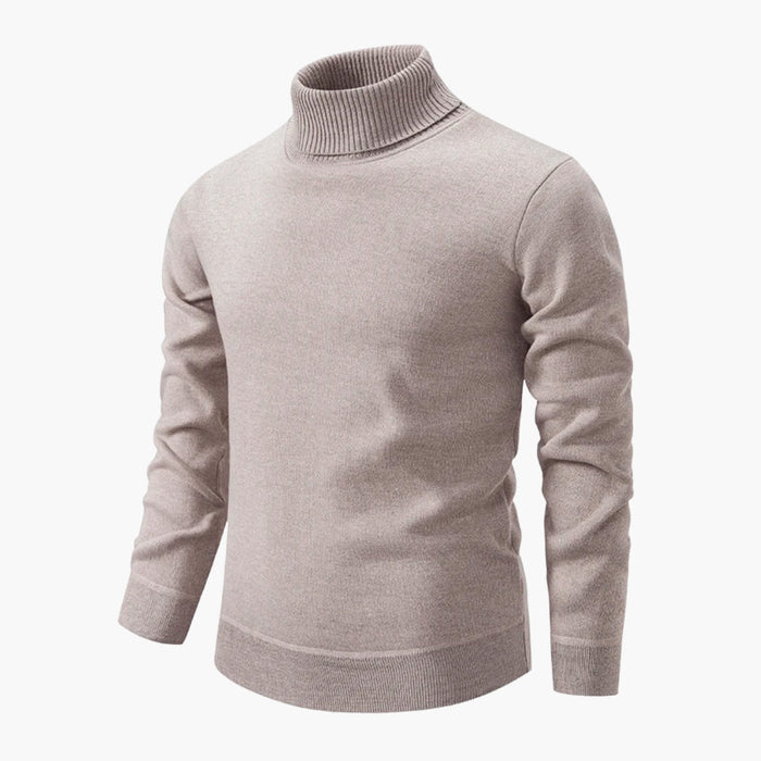 Maglione da uomo a collo alto con bordi a coste