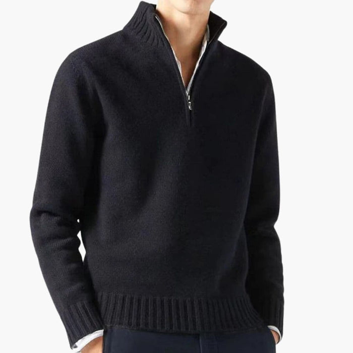 Jersey de punto para hombre, con cremallera en el cuello