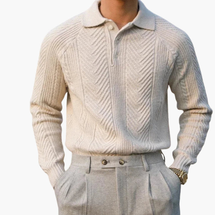 Maglione da uomo con colletto e motivo strutturato