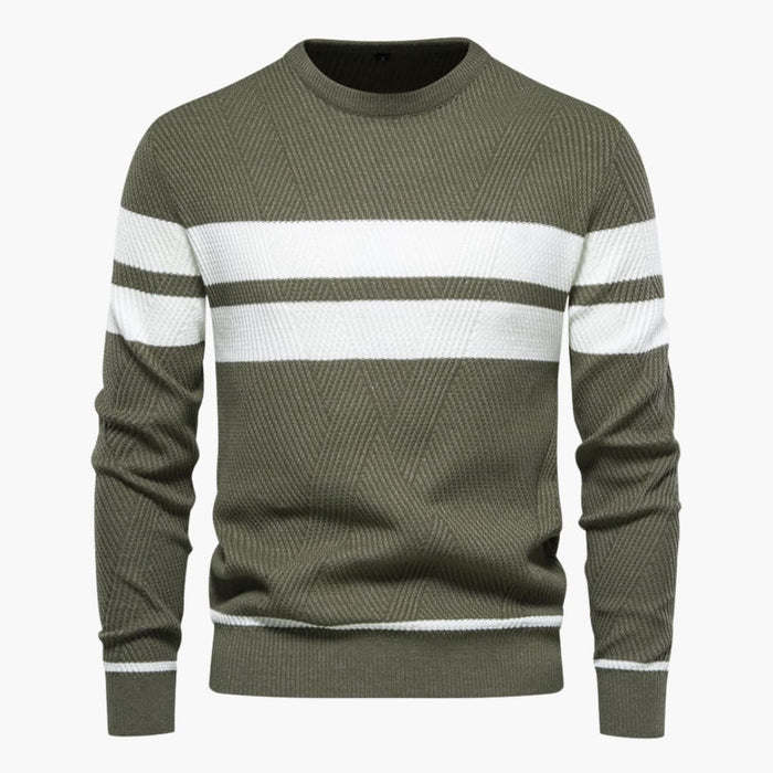 Suéter de rayas para hombre con cuello redondo