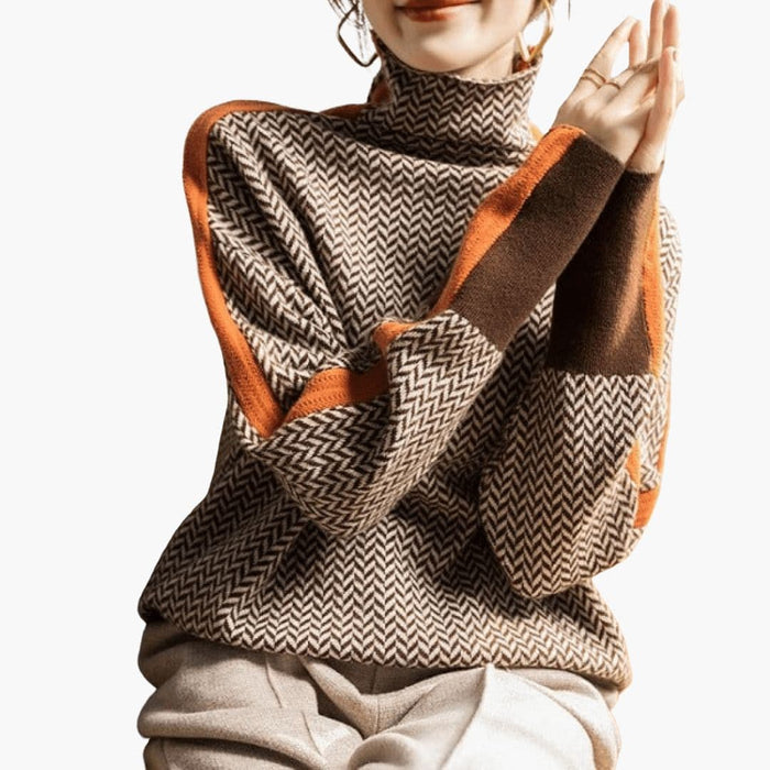 Pull long à rayures pour femme avec bord-côte