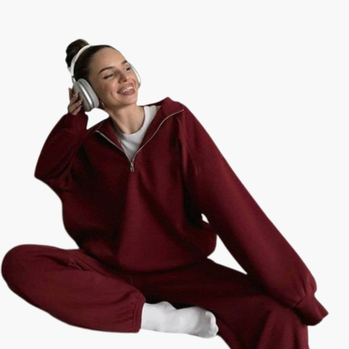Damen-Fleecepullover mit hohem Kragen und Reißverschluss