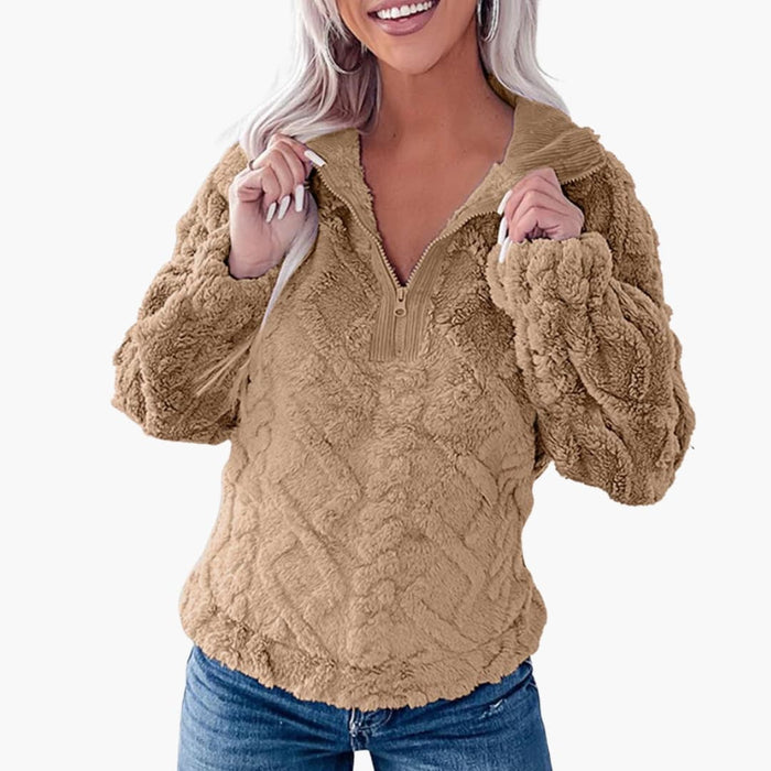 Jersey de forro polar extragrande para mujer, con cuello alto y textura acolchada