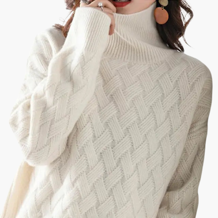 Pullover da donna lavorato a maglia con collo alto