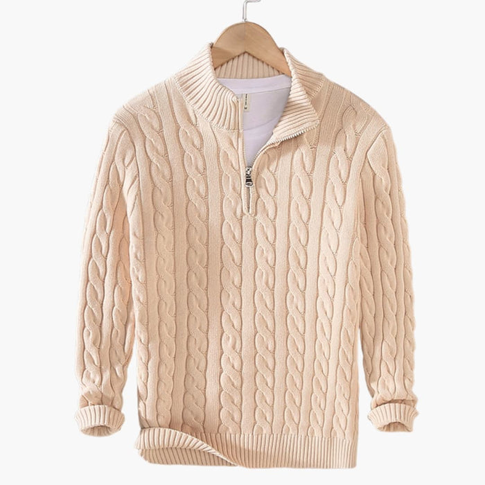Maglione da uomo in maglia con mezza zip e bordo a coste