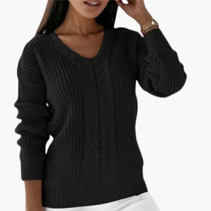 Maglione da donna lavorato a maglia con scollo a V