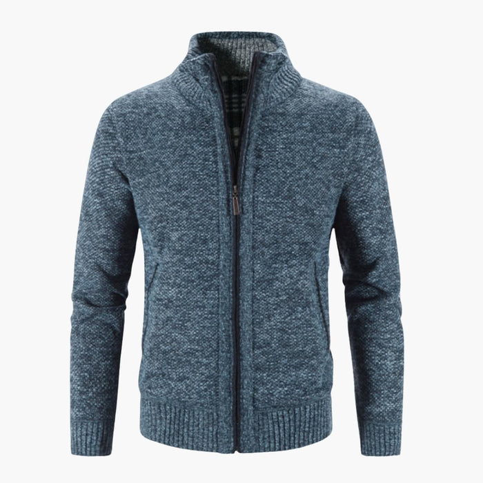 Maglione da uomo con cerniera, collo alto e tasche laterali