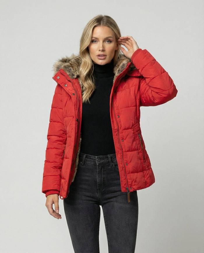 Chaqueta de invierno repelente al agua con forro polar y capucha