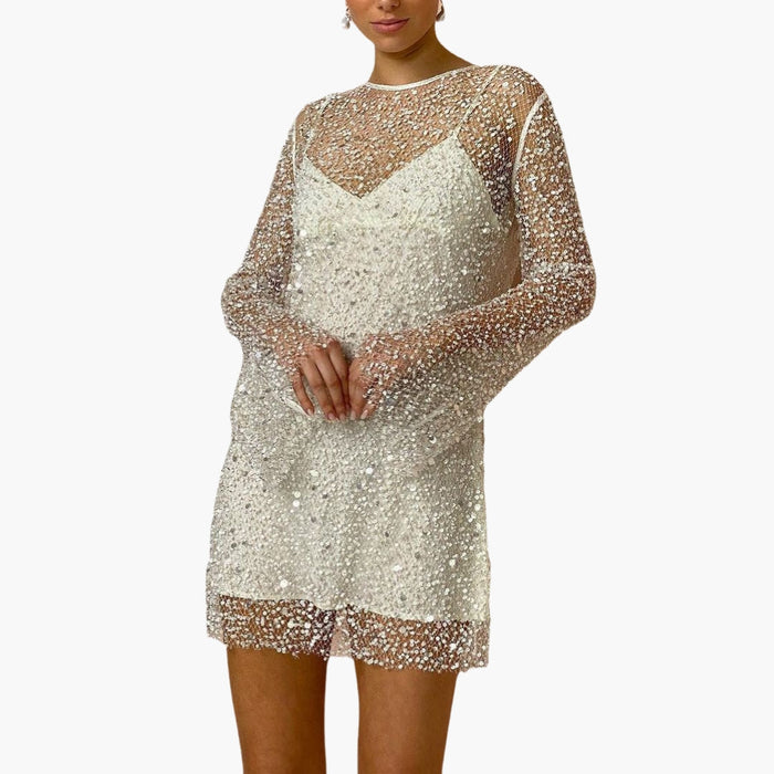 Vestido de mujer de tul y mangas largas