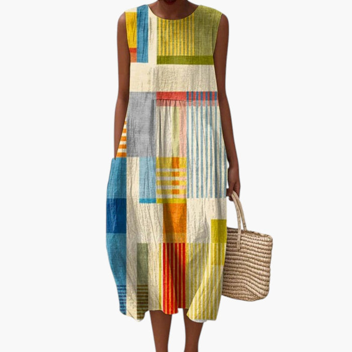 Damen-Midikleid mit ärmellosem Design und lockerer Passform