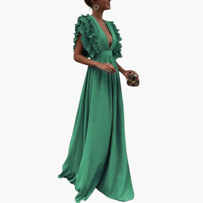 Vestido largo para mujer con escote pronunciado en V