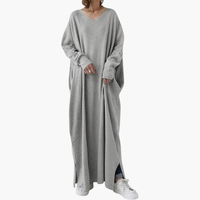 Robe longue femme à manches longues et coupe fluide