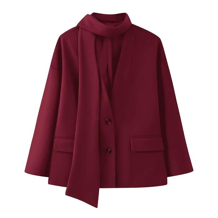 Damenblazer mit abnehmbarem Schal und Schleifendetail