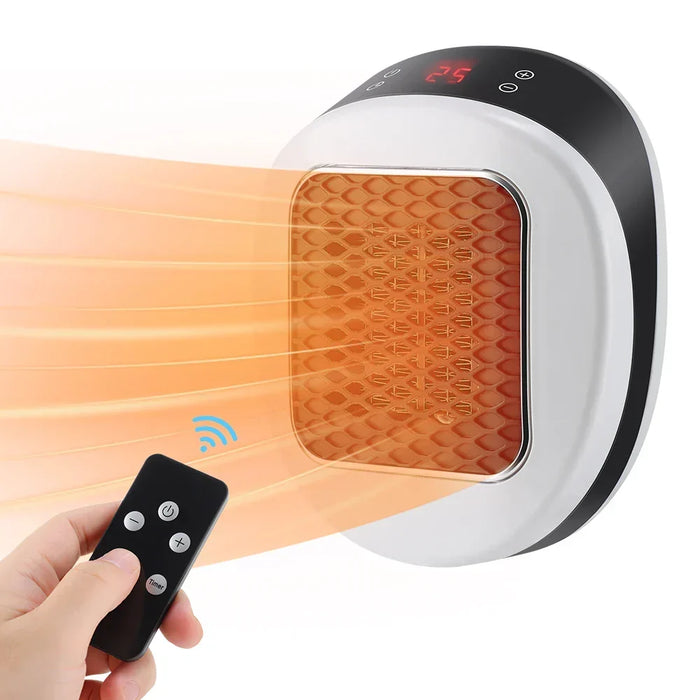ThermoLux 600W mini veggvarmar | Kompakt elektrisk varmeapparat med fjernkontroll | Stikkontaktvarmeapparat med termostat og tidsur | Varmer på 3 sekund