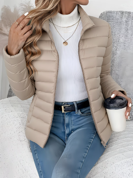 Damen-Steppjacke für den Frühling mit schmaler Passform und Stehkragen