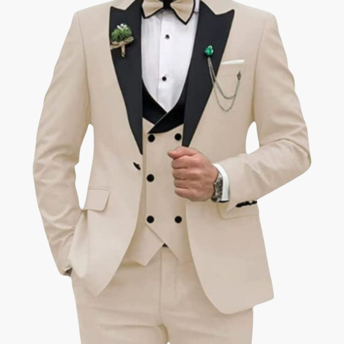 Smoking da uomo slim fit a tre pezzi con giacca