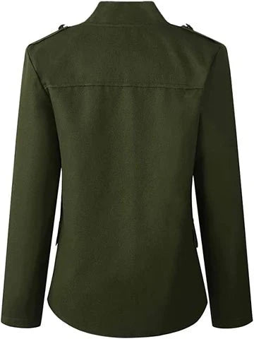 Dame Kort Blazer med Ståkrave og Åben Front
