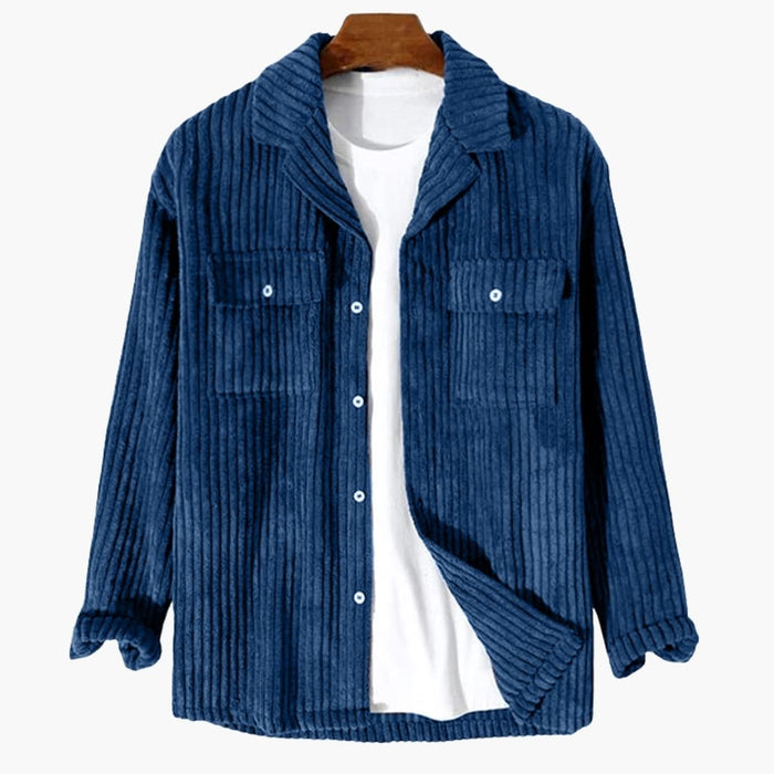 Chemise en velours côtelé pour homme avec boutons sur le devant