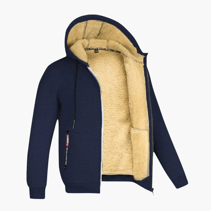 Giacca con cappuccio da uomo e fodera in pile