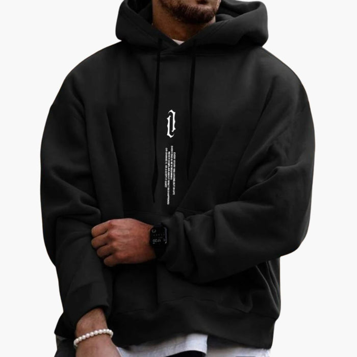 Hoodie til mænd med kængurulomme og snoretræk