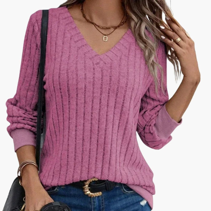 Sweat-shirt pour femme à col en V et manches longues