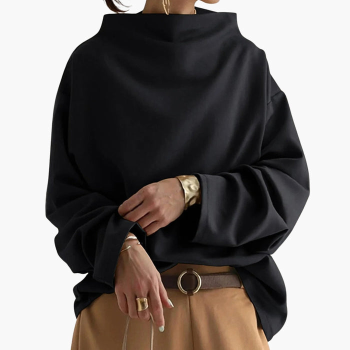 Sweatshirt til kvinder med rund hals, løs pasform og lange ærmer