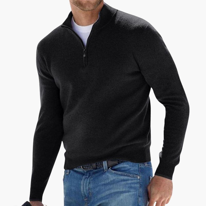 Herren-Sweatshirt mit hohem Kragen und Rippbündchen am Saum