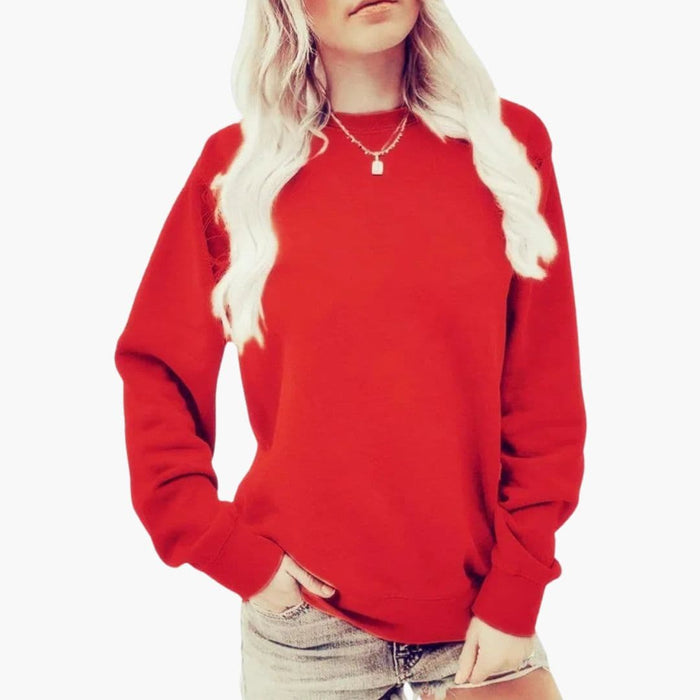 Sweatshirt til kvinder med rund hals og lange ærmer