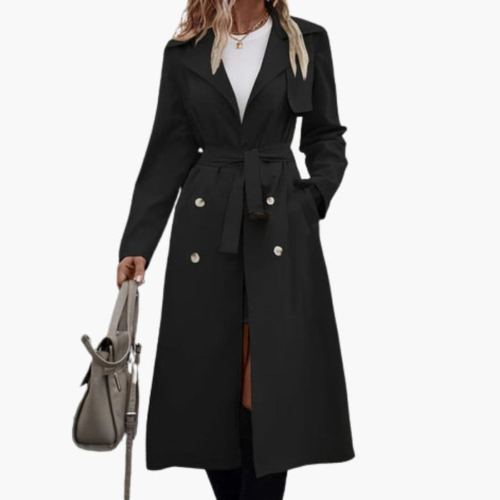 Langer Damen-Trenchcoat mit Taillengürtel