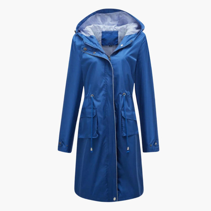 Trench da donna con cappuccio e tasche anteriori con patta