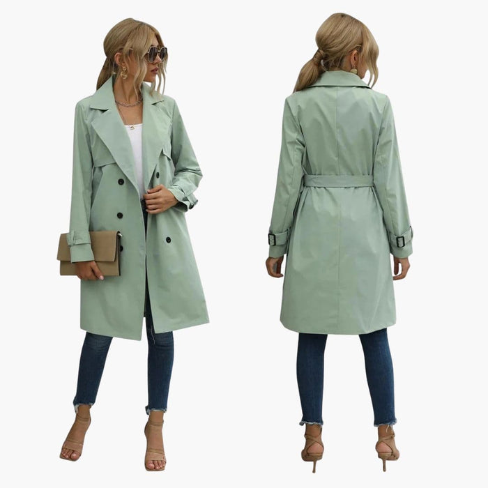 Trench-coat pour femme avec col à revers et ceinture à la taille