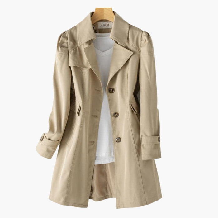 Trenchcoat til kvinder med reverskrave og knaplukning