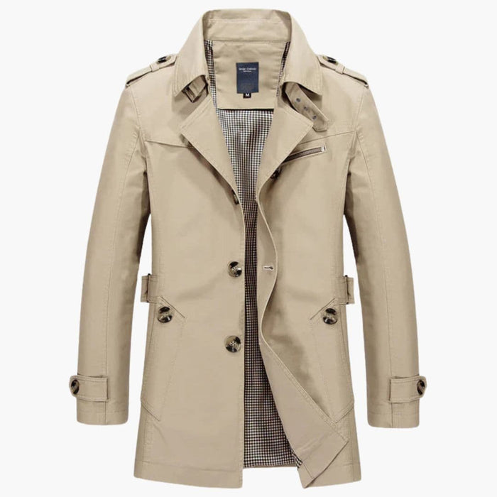 Trench-coat pour homme avec ceinture et fermeture à boutons