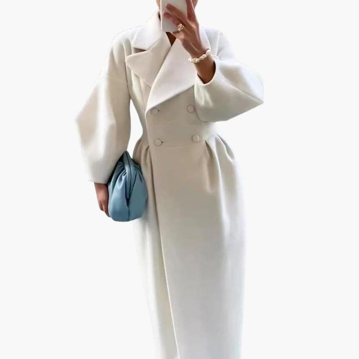 Lang trench coat til kvinder med reverskrave