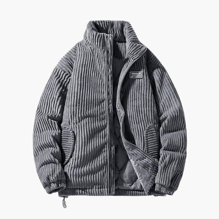 Gerippte Herrenjacke mit wattiertem Futter und strukturierter Oberfläche