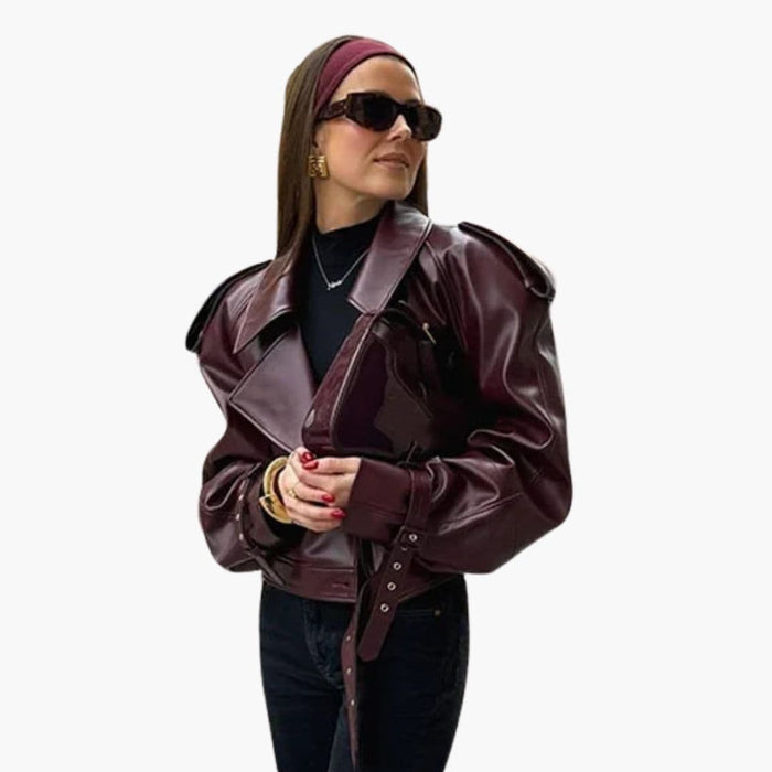 Chaqueta corta para mujer con cuello de solapa