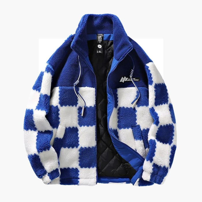 Veste pour homme à motif à carreaux et fermeture éclair sur le devant