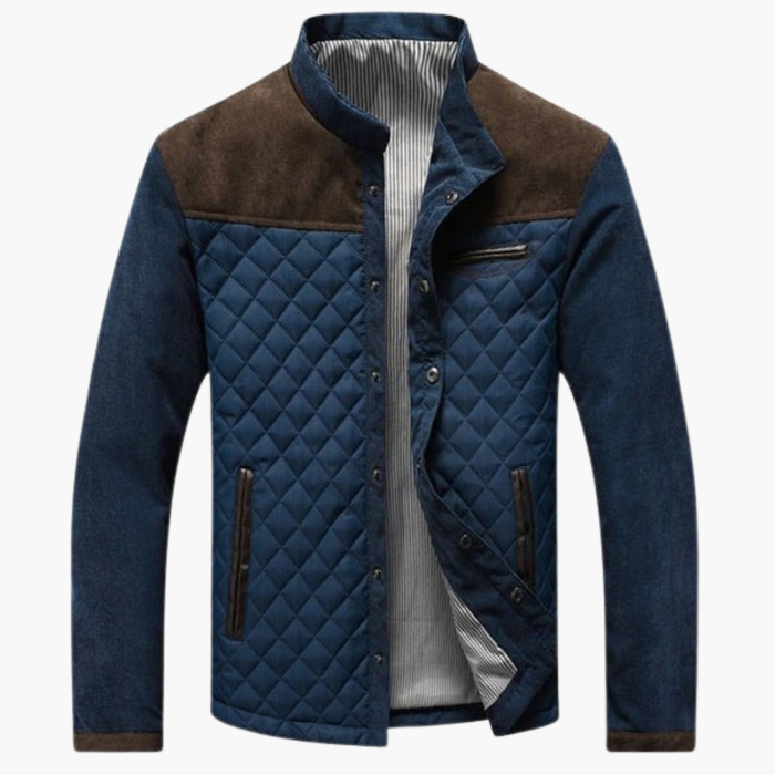 Veste matelassée pour homme avec col montant et fermeture à boutons-pression