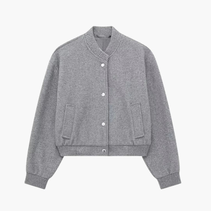 Chaqueta bomber corta para mujer con botones a presión
